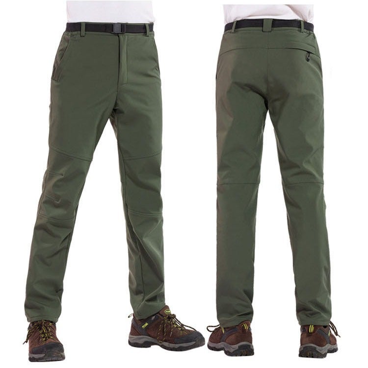 Gong Ban Wu Biao Men's Outdoor Softshell Fleece-Lined Winter Hiking Ski Pants, Windproof Thermal Trousers, Plus Size, Unisex - Image 3