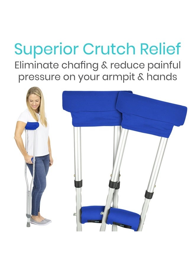 VIVE Premium Crutch Pads & Hand Grips - Comfortable, Breathable, Machine Washable Padding - Moisture Wicking & Odor Reducing Pillow Accessory Covers for Adult & Youth Walking Crutches - Image 2