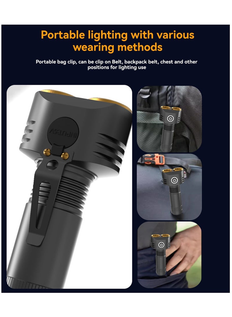 Rechargeable Strong Light Flashlight, 6 R5 Core LED Torch with Hook, Aluminum Alloy Body, Adjustable 4 Mode, Strong Magnetic Bottom, 18350 High-Capacity Battery, Ultra-Long Battery Life, Type-C Charging Port  - Image 3