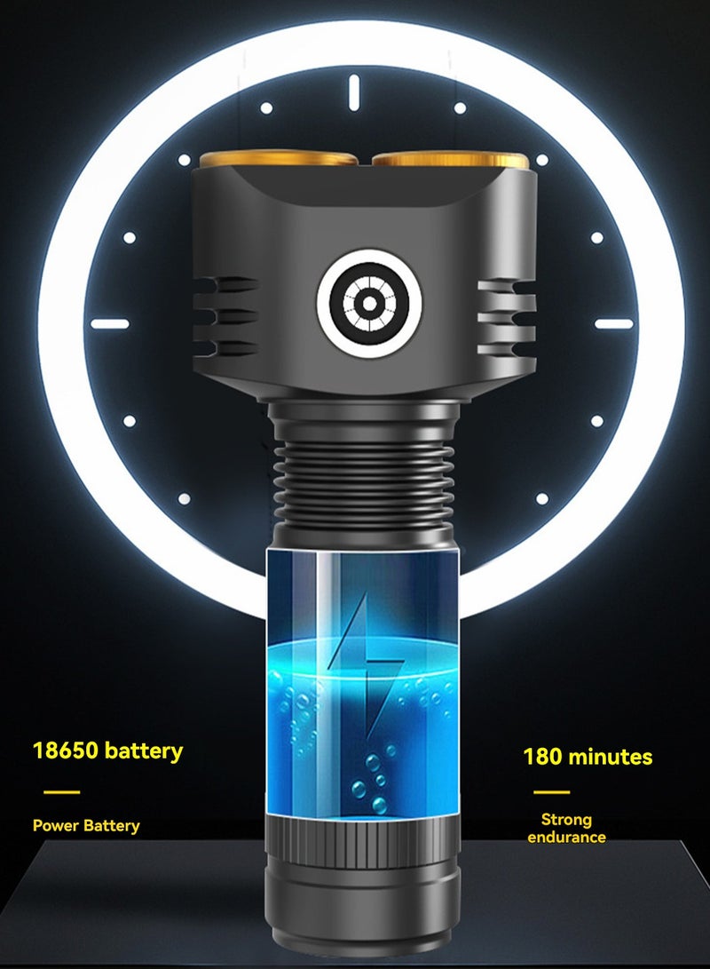 Rechargeable Strong Light Flashlight, 6 R5 Core LED Torch with Hook, Aluminum Alloy Body, Adjustable 4 Mode, Strong Magnetic Bottom, 18350 High-Capacity Battery, Ultra-Long Battery Life, Type-C Charging Port  - Image 5