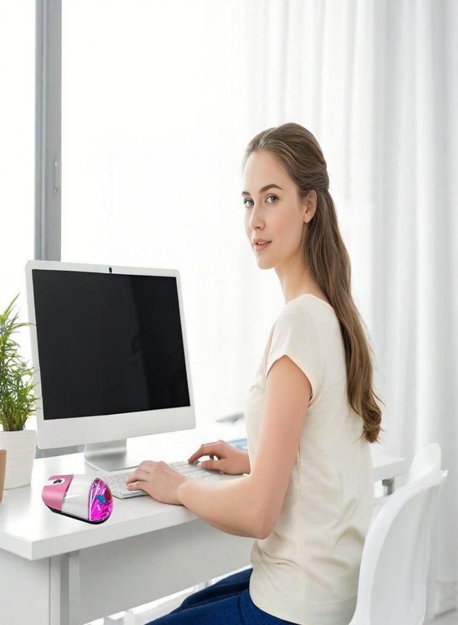 elec Space ماوس إلكتروني لاسلكي بصري بتصميم حيوان عائم لطيف، تصميم صامت، اتصال مستقر بتردد 2.4 جيجا هرتز، مثالي للاستخدام المكتبي والمنزلي، مناسب للأطفال والكبار (دولفين - وردي) - Image 4