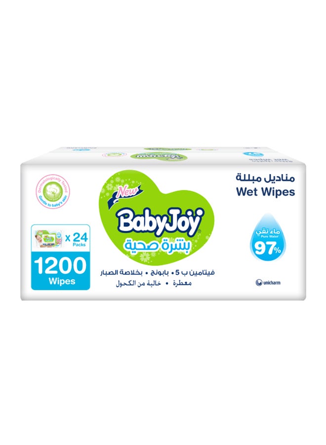 بيبي جوي عبوة مناديل مبللة للأطفال لبشرة صحية مكونة من 97% ماء نقي من (24 × 50) 1200 قطعة - Image 1