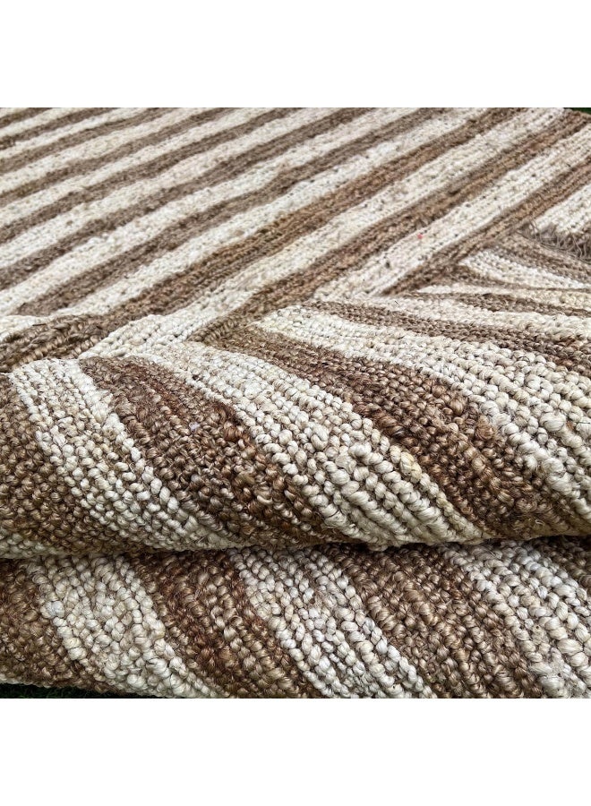 HANDPICKED FURNITURE Jute Wool & Cotton Beige Rectangular Carpet Ultra Soft Area Carpets For Bed Room Living Room And Dining room Anti-slip Floor Carpets Easy to Clean Made In Turkey 300x400cm - Image 3