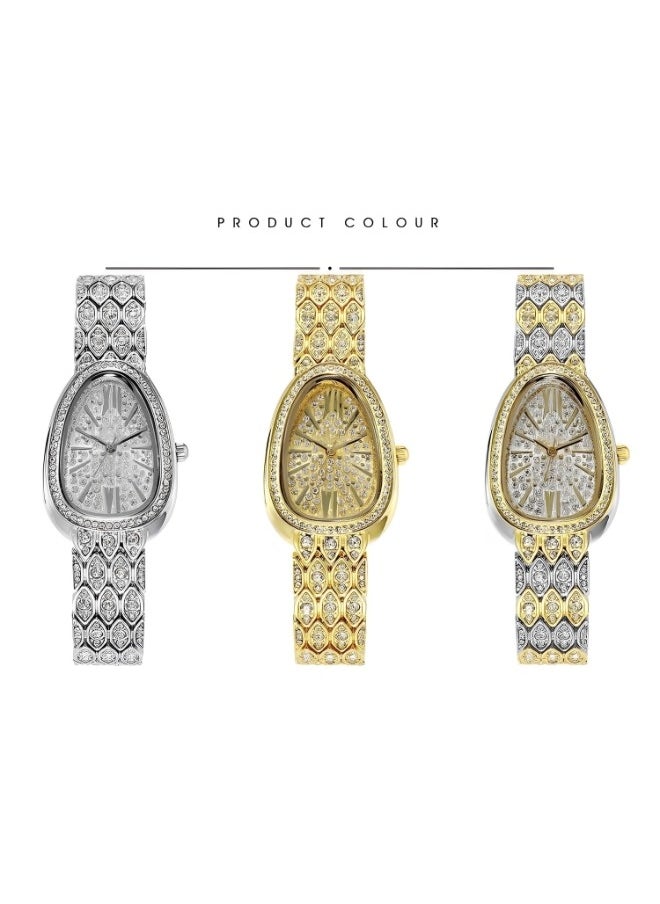REOCLE Women's Quartz Watch Rhinestone Diamond Watch with Diamond Set Oval Dial & Diamond Watch Strap Fashionable Gypsophila Bracelet Watch for Girls  - Image 2