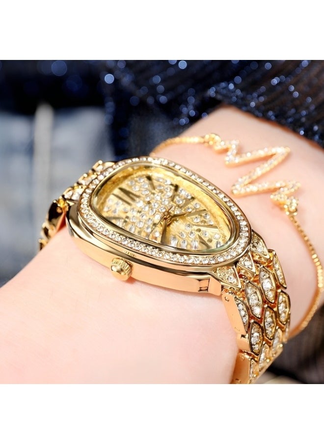 REOCLE Women's Quartz Watch Rhinestone Diamond Watch with Diamond Set Oval Dial & Diamond Watch Strap Fashionable Gypsophila Bracelet Watch for Girls  - Image 4