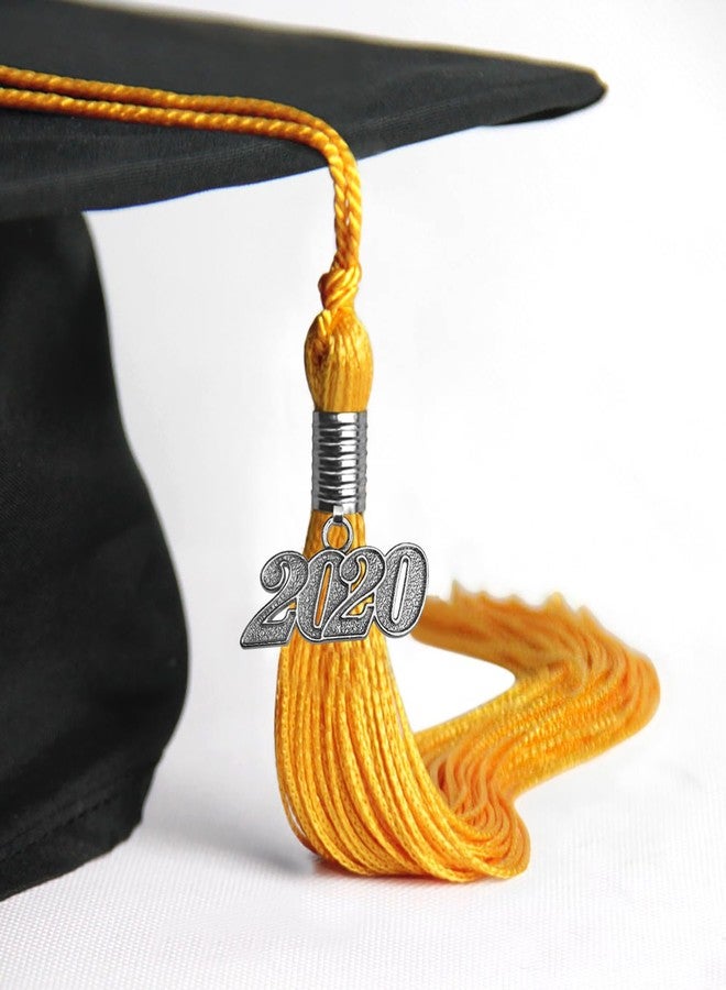 Endea Graduation شرابة تخرج بلون واحد من إنديا مع قطرة فضية على شكل تاريخ (ذهبي، 2020) - Image 4