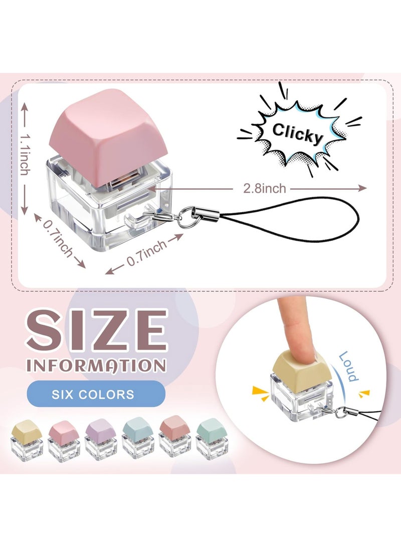 LuckSa 6 Pcs Keyboard Toy Clicker Keyboard Fidget Keychain Decompression Toys Button Stress Relief Gifts for Adult to Relief Stress Pass the Time (Nomal Style,Macaron Colors) - Image 2