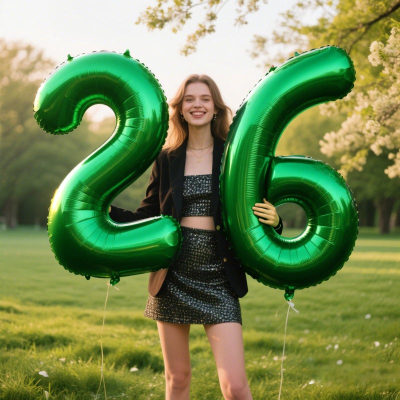 Kelfuoya 40 Inch Balloon 2 Number Balloons,Giant Number 2 Balloons Foil Mylar Helium Green Number Balloons for 12th 20th 21st Birthday Party Supplies Anniversary Event Celebration Decorations - Image 4