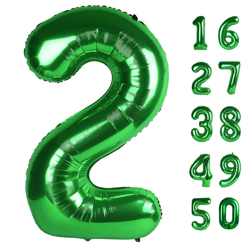 Kelfuoya 40 Inch Balloon 2 Number Balloons,Giant Number 2 Balloons Foil Mylar Helium Green Number Balloons for 12th 20th 21st Birthday Party Supplies Anniversary Event Celebration Decorations - Image 1