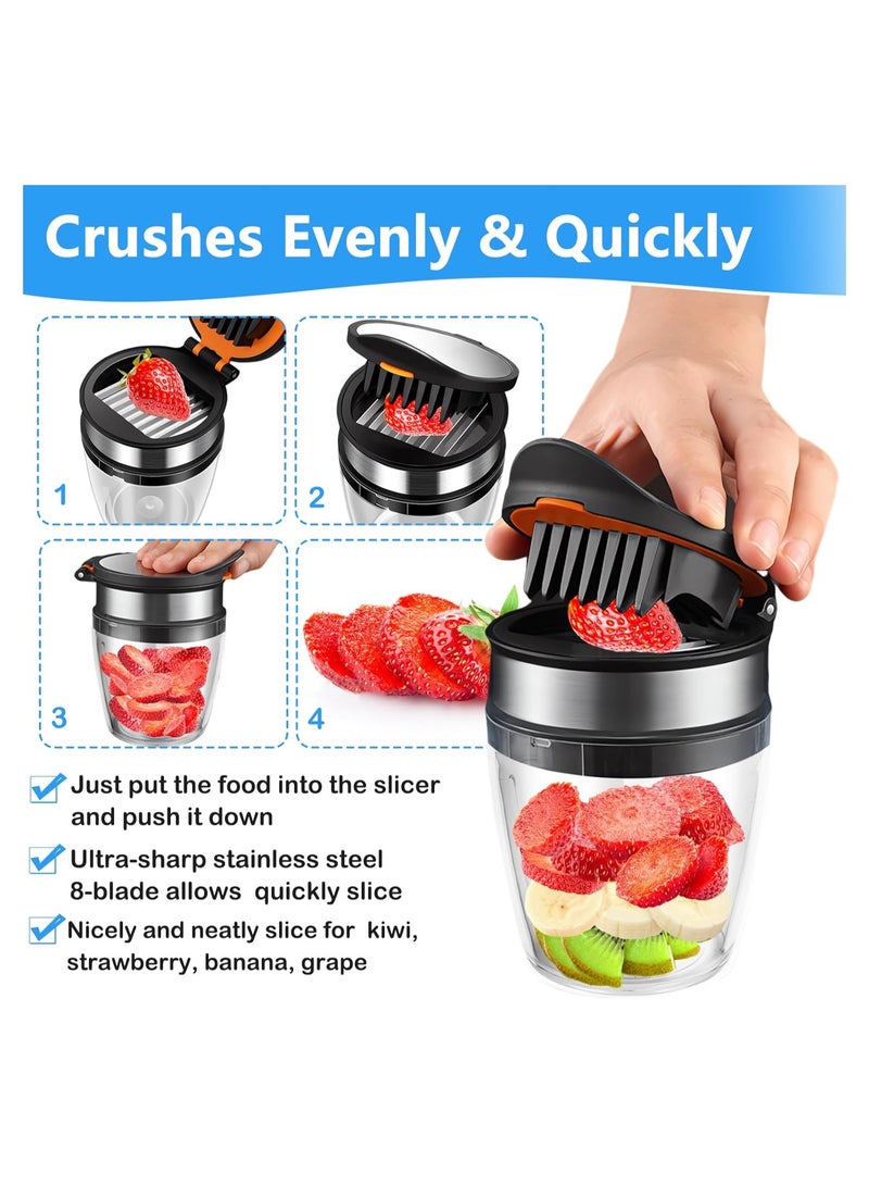 SYOSI قطاعة فواكه، قطاعة فراولة، قطاعة موز، قاطع كيوي، قطاعة بيض فراولة من الفولاذ المقاوم للصدأ، لصنع سلطة فواكه وخضروات بسرعة، للفواكه اللينة، مقاومة للتآكل (1 عبوة) - Image 3