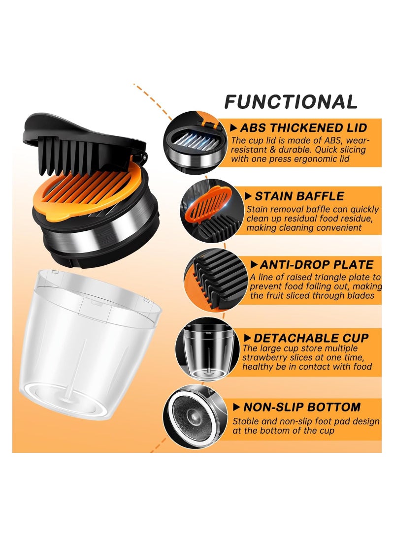 SYOSI قطاعة فواكه، قطاعة فراولة، قطاعة موز، قاطع كيوي، قطاعة بيض فراولة من الفولاذ المقاوم للصدأ، لصنع سلطة فواكه وخضروات بسرعة، للفواكه اللينة، مقاومة للتآكل (1 عبوة) - Image 4