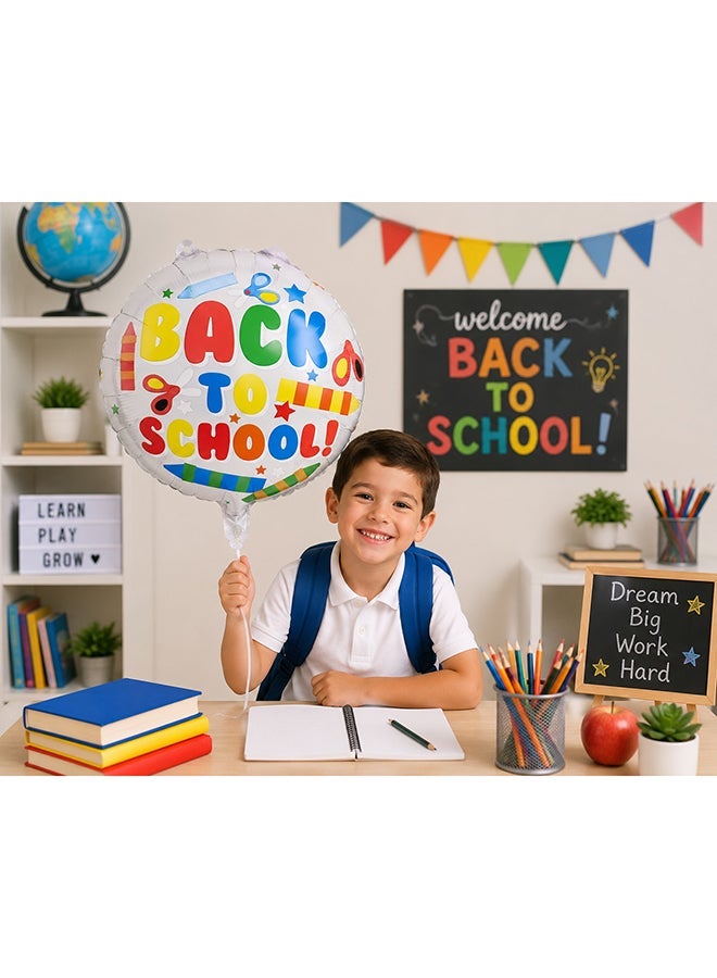 Toy Land Back to School Round Foil Balloon 18 Inch | Colorful School Theme Party Decoration | Air & Helium Fill | 1 Piece - Image 1