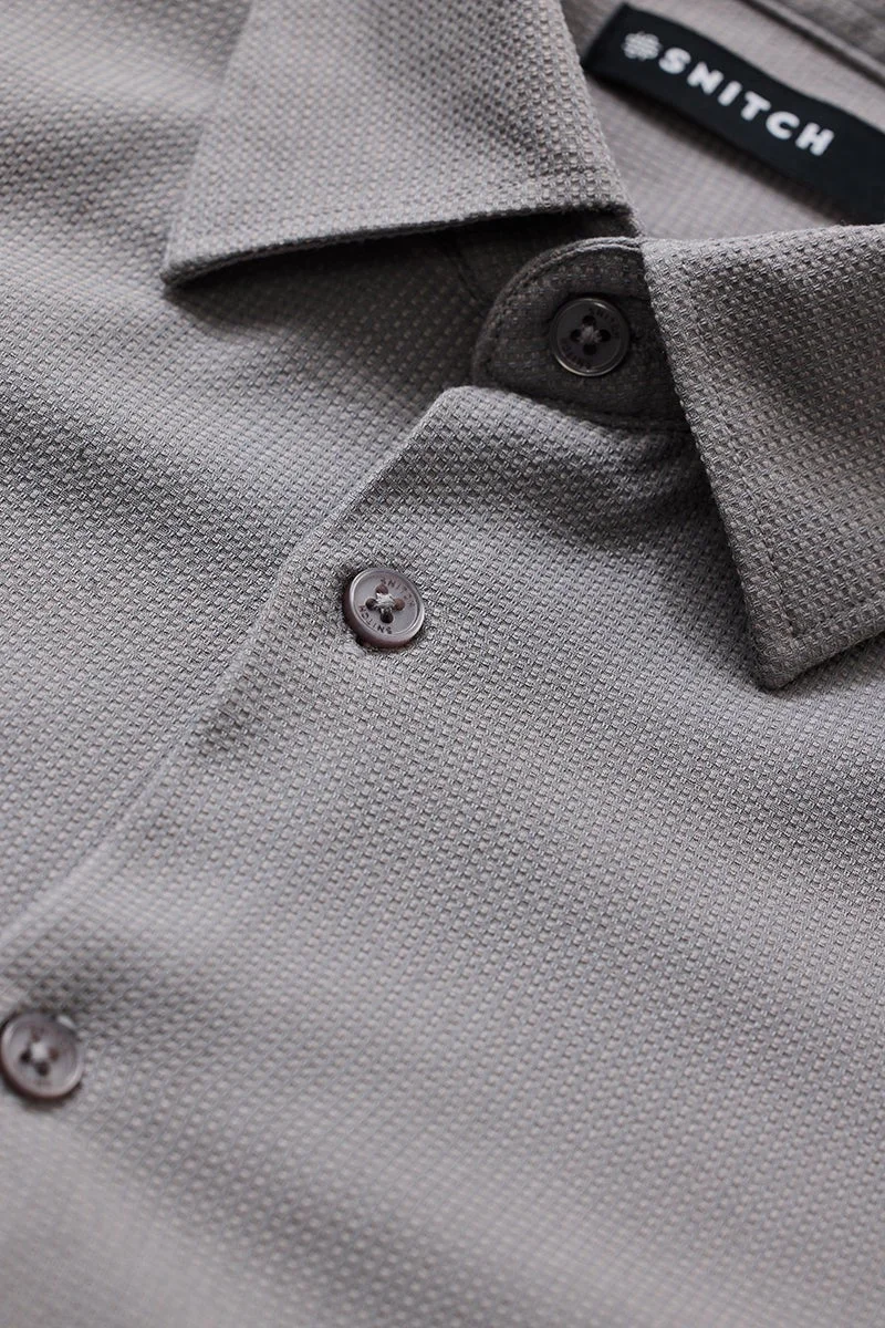 SNITCH Grey Solid Long Sleeve Slim Fit Shirt