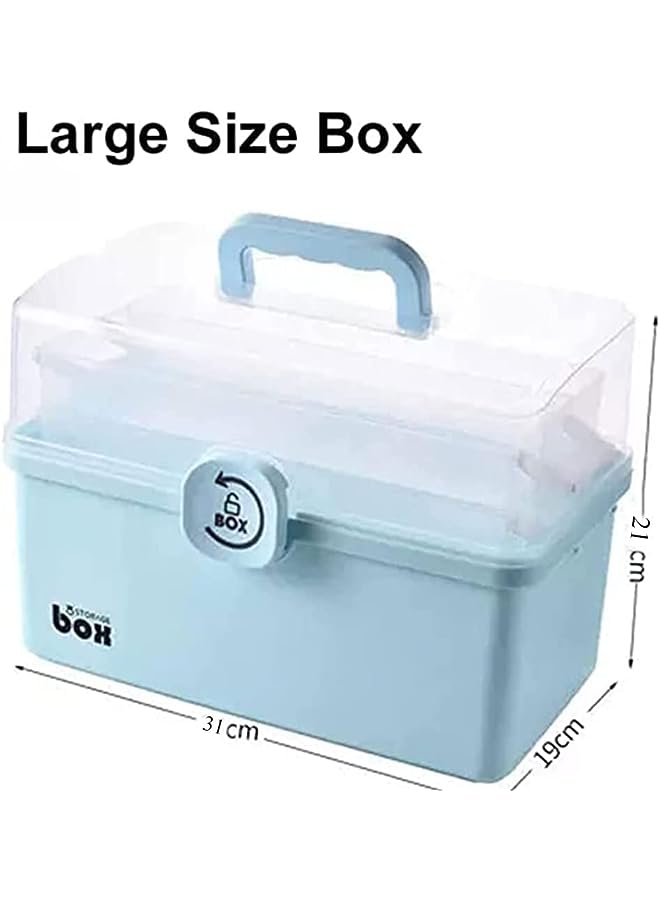 Raxoom Large Plastic Medical Box, Family Emergency Medical Travel Kit, Child Proof Medicine Organizer Pill Case With Compartments And Handle, Medicine/Jewelry Storage Organiser  - Image 3