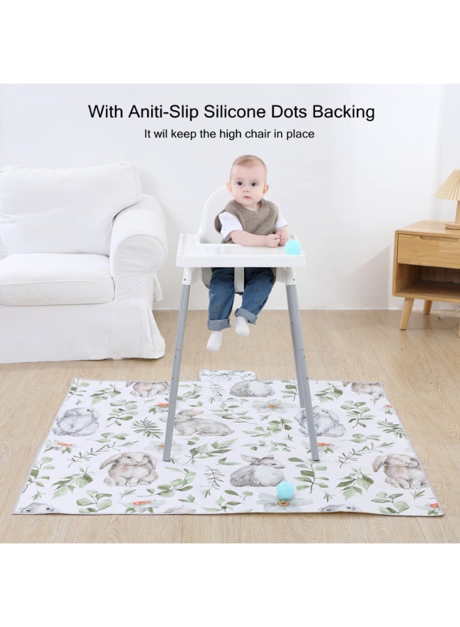insular Large Waterproof Baby Splat Mat for Eating and Play, 130x130 Cm, Rabbit, Anti-Slip Floor Protection for Under High Chairs, Arts and Crafts, Portable Indoor Outdoor Use (Multicolour) - Image 5