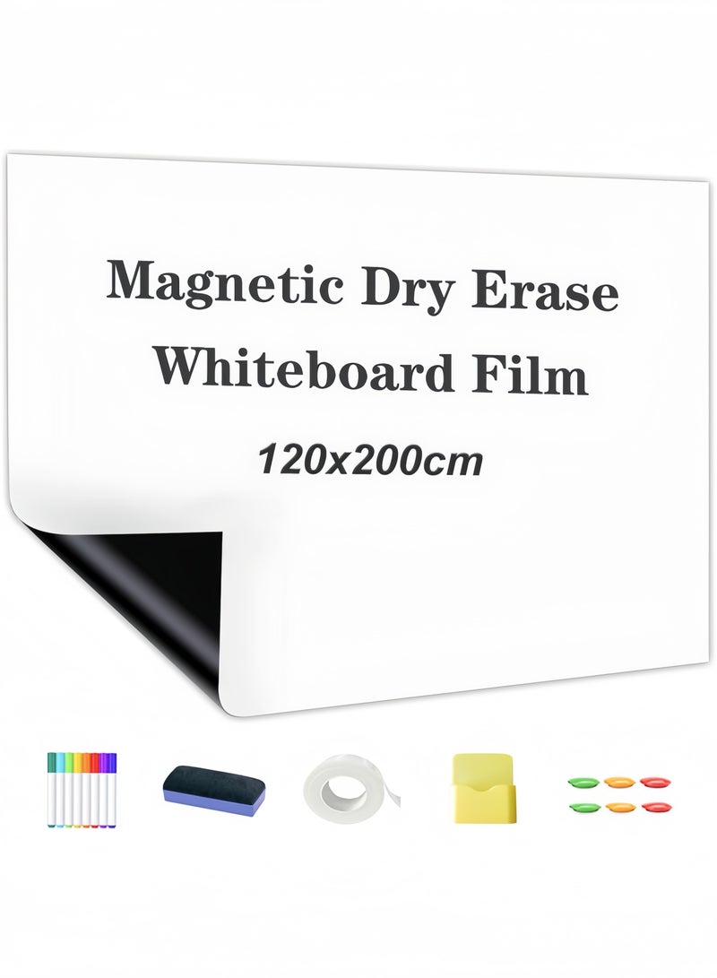 GGEROU Magnetic Whiteboard Stickers Magnetic Dry Erase Whiteboard Paper Self Adhesive Magnetic Whiteboard Sticker 120 x 220cm  - Image 1