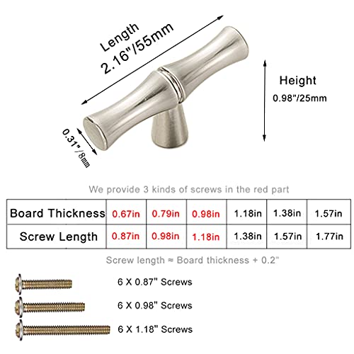ESreake 6Pcs Bamboo Shape Solid Zinc Alloy Cabinet Knobs Handle pulls, Dresser Drawer Cabinet Cupboard Closet Door Pull Decorative Furniture Accessories Knobs (Single Hole, Silver) - Image 2