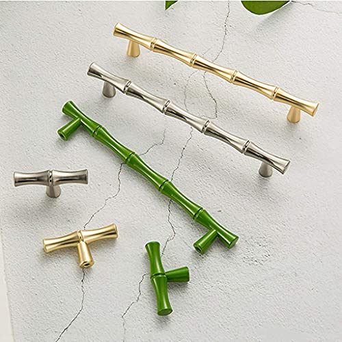 ESreake 6Pcs Bamboo Shape Solid Zinc Alloy Cabinet Knobs Handle pulls, Dresser Drawer Cabinet Cupboard Closet Door Pull Decorative Furniture Accessories Knobs (Single Hole, Silver) - Image 5