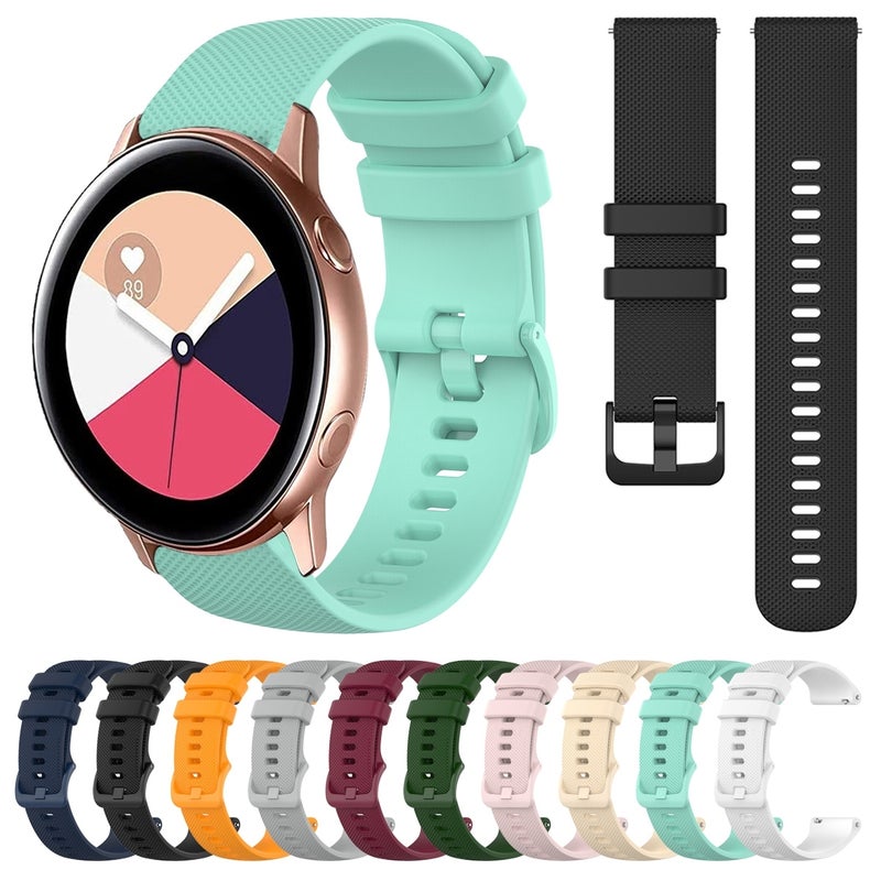 erorex For Samsung Galaxy Watch Active 2 20Mm Plaid Solid Color Silicone Watch Band(Black) - Image 3