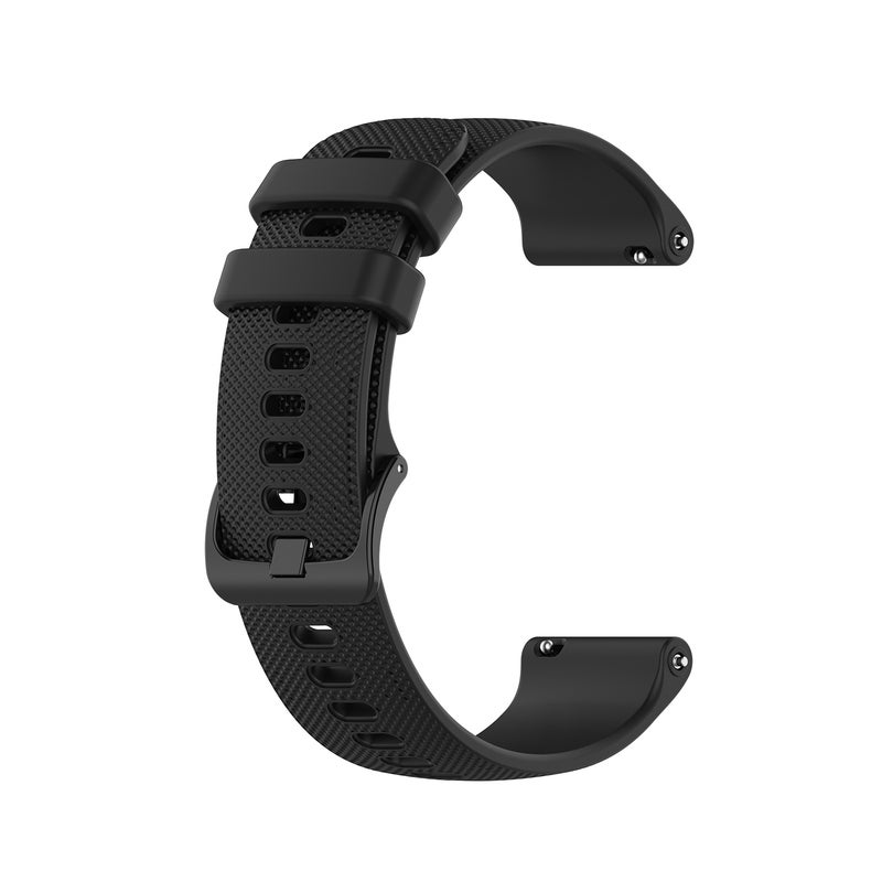 erorex For Samsung Galaxy Watch Active 2 20Mm Plaid Solid Color Silicone Watch Band(Black) - Image 2