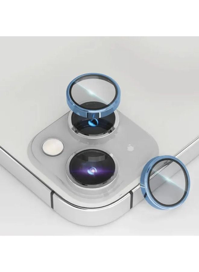 LEVELO Lucent Duo 9H Hardness Camera Lens Protector For iPhone 14 / 14 Pro Max - Blue 