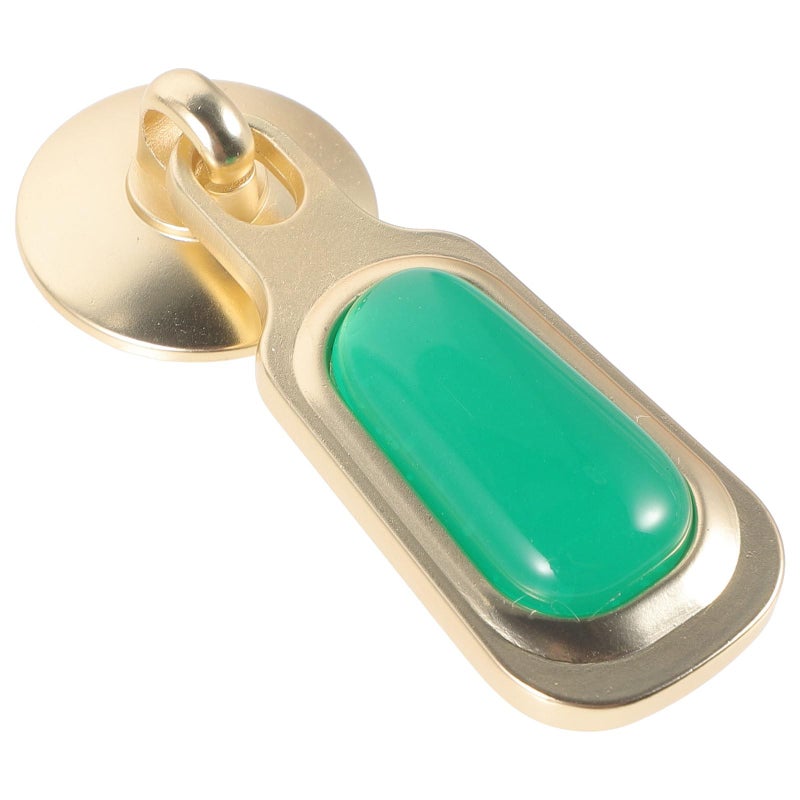 Antique Style Zinc Alloy Cabinet Knob Drawer Handle With Decorative Green Jade Inlaid Pull - Image 2