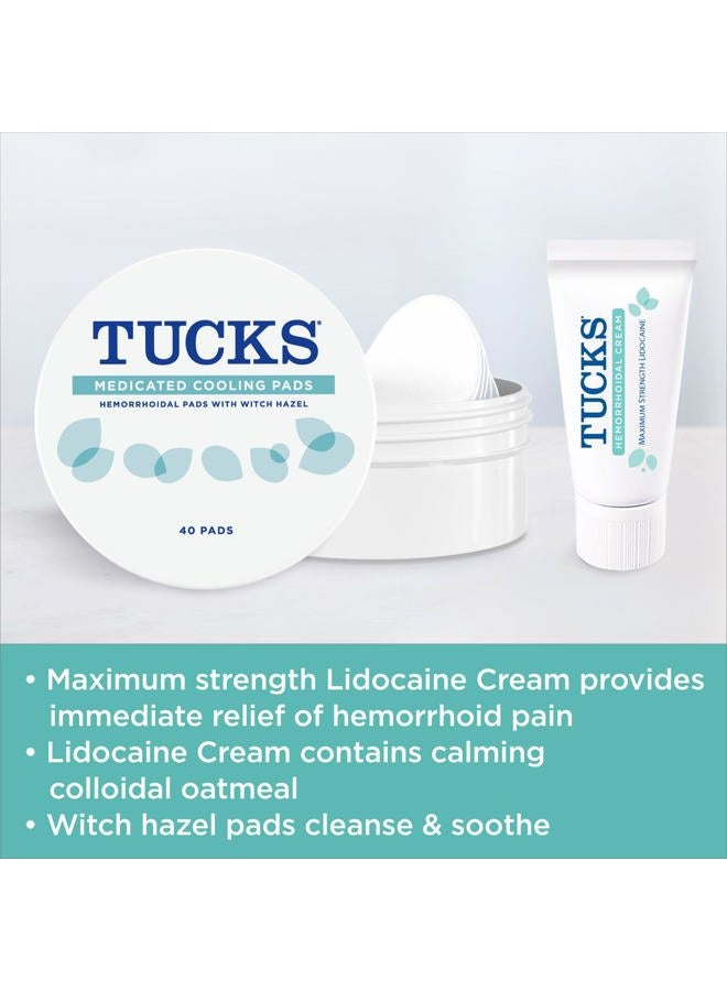 Tucks Tucks Multi-Care Relief Kit – 40 Count Witch Hazel Pads & 0.5 oz. Lidocaine Cream - Protects from Irritation, Hemorrhoid Treatment Medicated Pads Used by Hospitals - Image 4