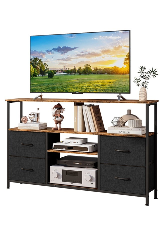 Generic TV Stand with Storage, Television Stand Entertainment Center with 4 Fabric Drawers, TV Storage Cabinet Media Console Table for Living Room, Bedroom  - Image 1