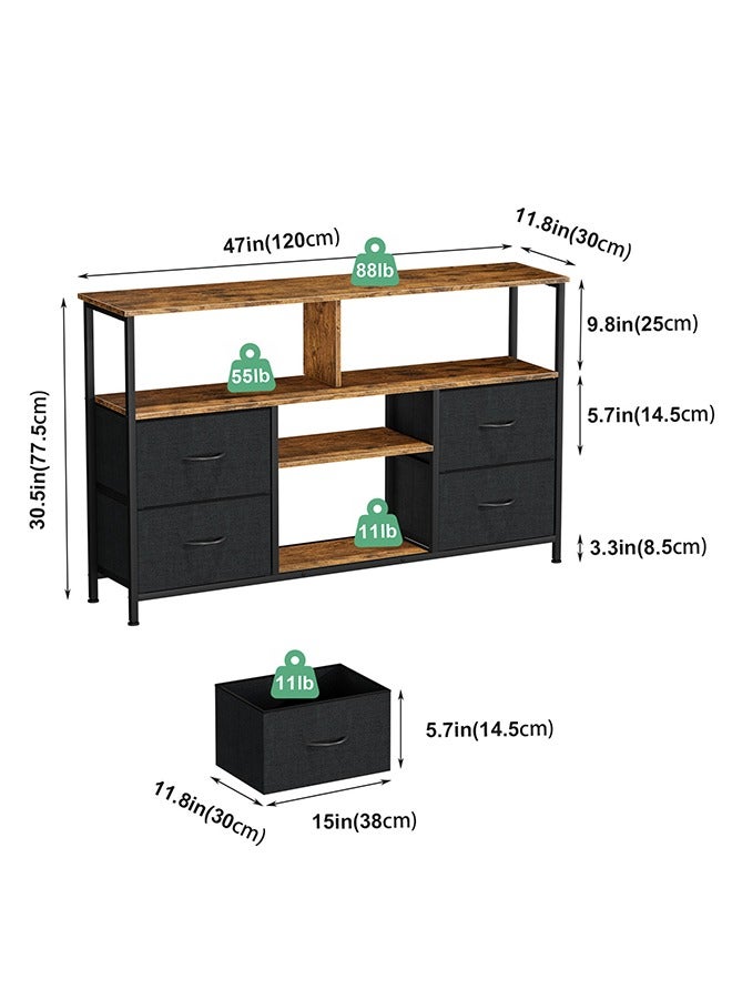 Generic TV Stand with Storage, Television Stand Entertainment Center with 4 Fabric Drawers, TV Storage Cabinet Media Console Table for Living Room, Bedroom  - Image 2