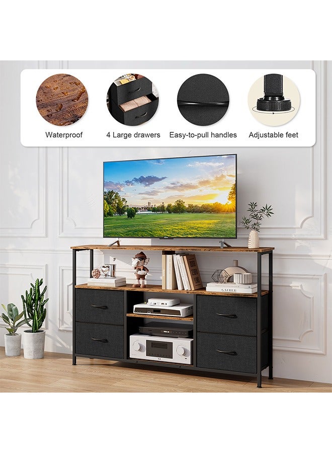 Generic TV Stand with Storage, Television Stand Entertainment Center with 4 Fabric Drawers, TV Storage Cabinet Media Console Table for Living Room, Bedroom  - Image 4