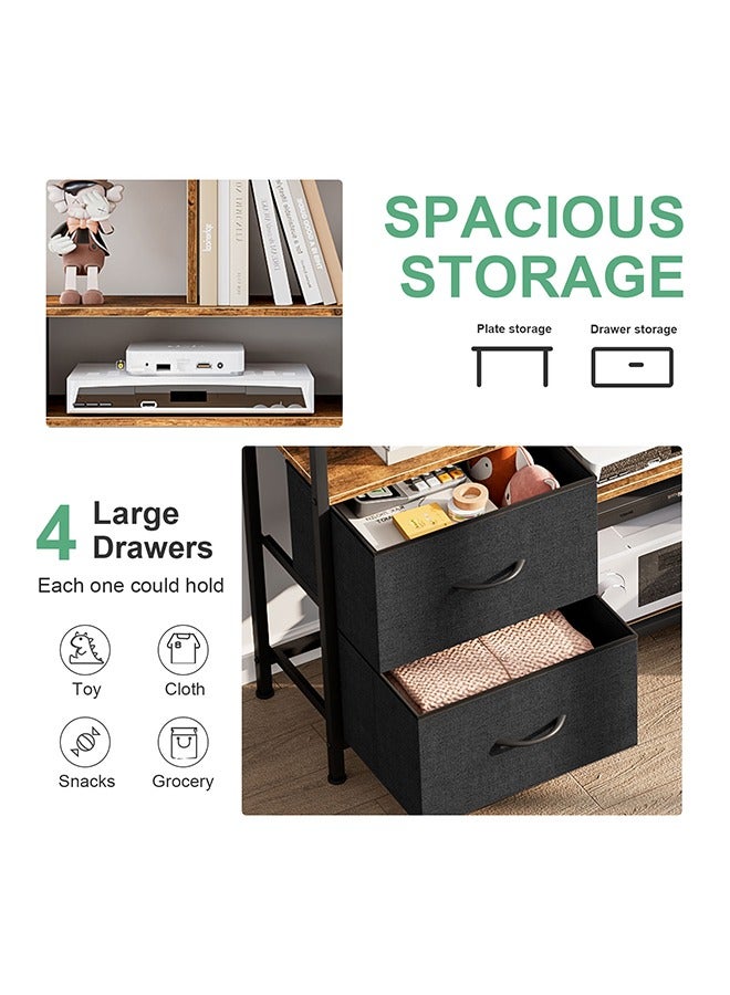 Generic TV Stand with Storage, Television Stand Entertainment Center with 4 Fabric Drawers, TV Storage Cabinet Media Console Table for Living Room, Bedroom  - Image 5