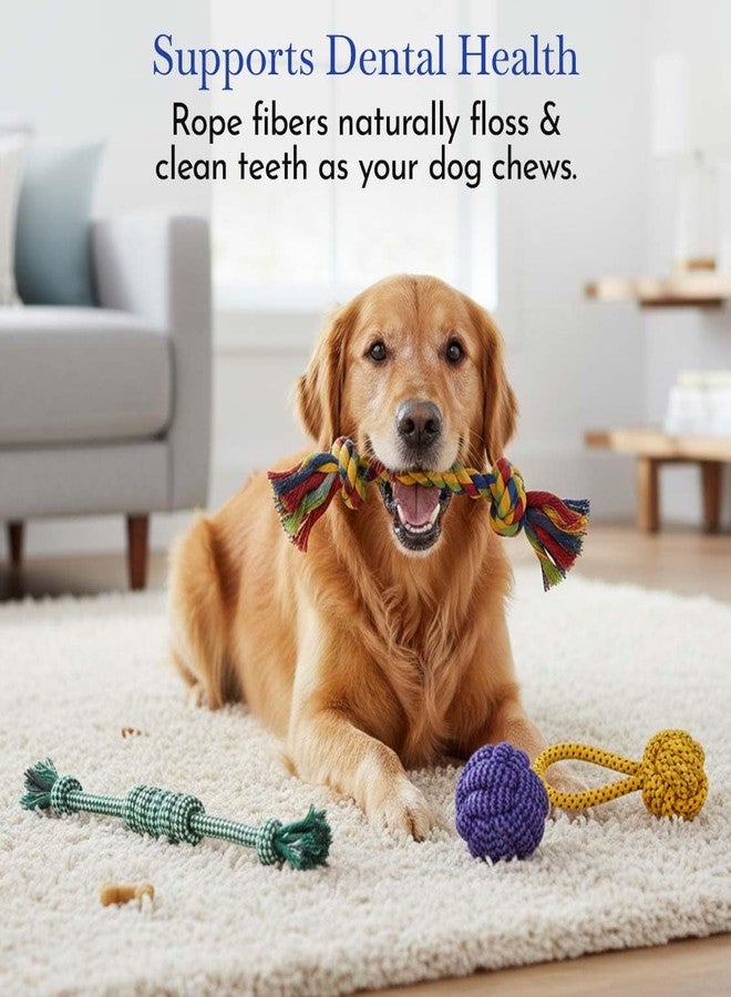 PETS EMPIRE Dog Chew Toy Dog Toys with Knots Combo of 4 Ropes All Puppy Breeds & Aggressive Chewers, Teething Rope, Fetching Toy for Interactive Play and Training - Image 3