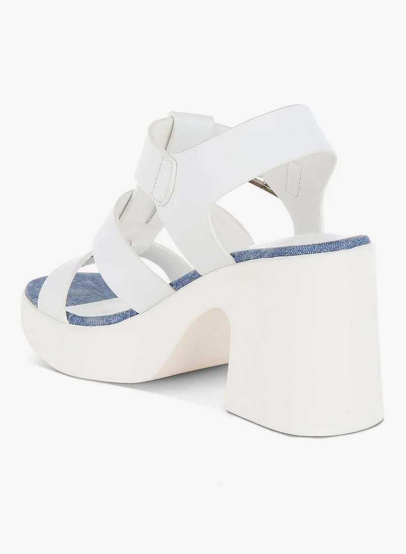 London Rag  Chunky Pin Buckle Platform Heels in White for Women | Best Price UAE