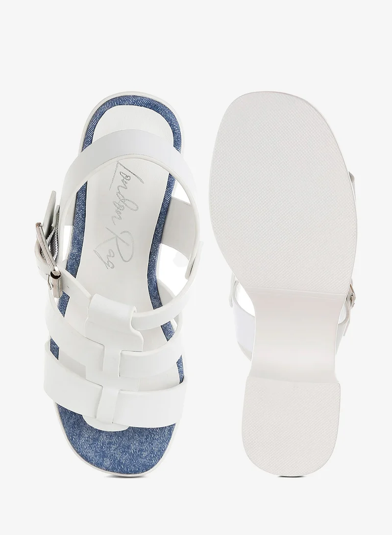 London Rag  Chunky Pin Buckle Platform Heels in White for Women | Best Price UAE