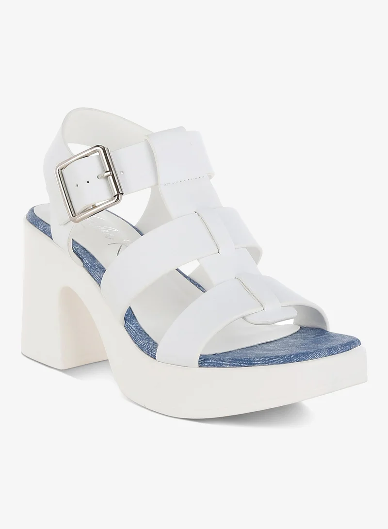 London Rag Chunky Pin Buckle Platform Heels in White