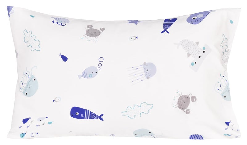 J-pinno Sea Animal Fish Whale Underwater World Cute Cozy Fun Full Sheet Set for Kids Girls Children100% Cotton, Flat Sheet + Fitted Sheet + Pillowcase Bedding Set (10, Full) - Image 3