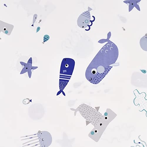 J-pinno Sea Animal Fish Whale Underwater World Cute Cozy Fun Full Sheet Set for Kids Girls Children100% Cotton, Flat Sheet + Fitted Sheet + Pillowcase Bedding Set (10, Full) - Image 4