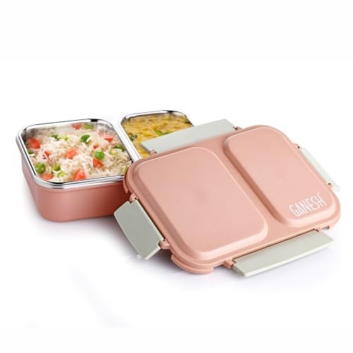 Ganesh Stainless Steel Insulated Lunch Box for School & Office, Airtight Leak-Proof, Unbreakable Lid, Snacks Tiffin Box for Kids - Image 1