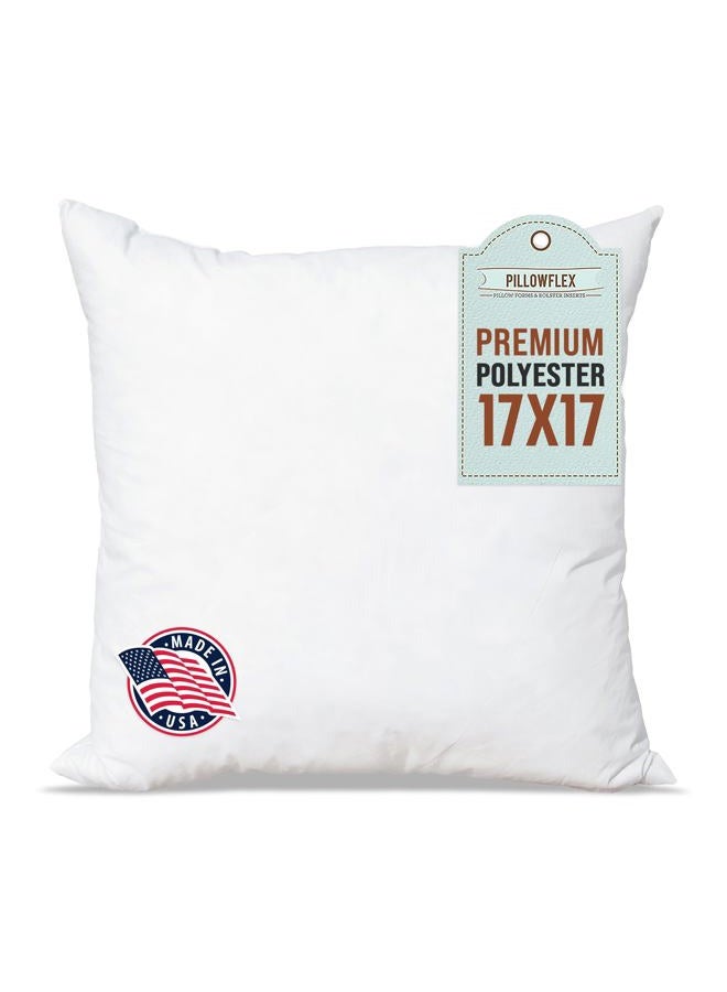 PILLOWFLEX Premium Polyester Pillow Insert - 17"x17" Pillow Form - Machine Washable, Accent Throw Insert, Small Square Throw Size Couch Pillow Sham Insert - 1 Decorative Pillow - Image 1
