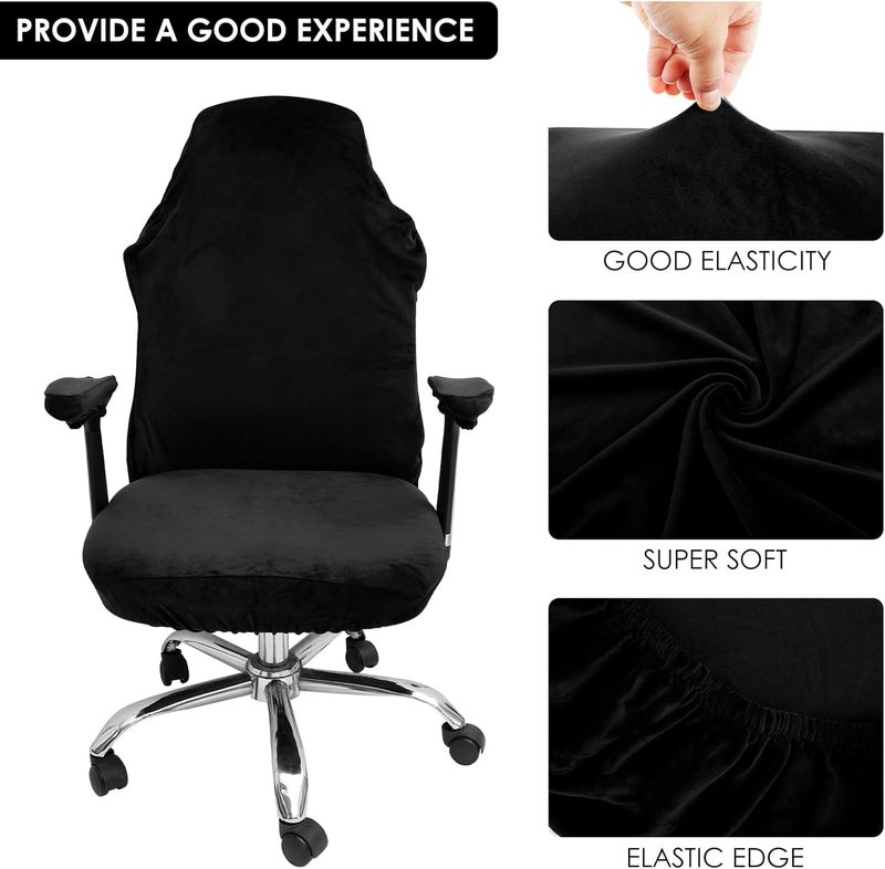 windforgecraft Computer Office Chair Cover Water Resistant Stretch Computer Office Chair Cover Removable Stretchable Universal Desk Chair Covers Anti-dust Soft Desk Chair Seat Protector (Black) - Image 4