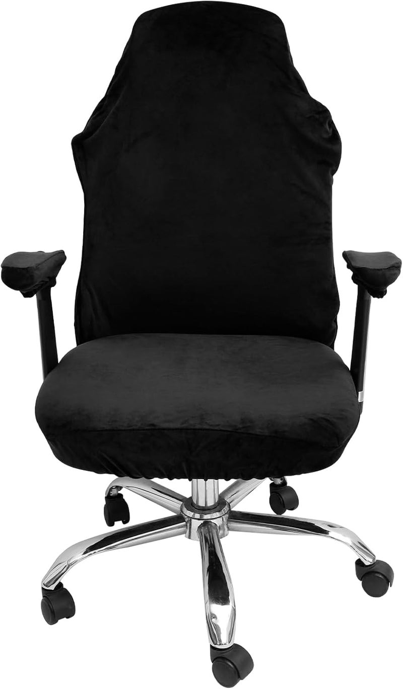 windforgecraft Computer Office Chair Cover Water Resistant Stretch Computer Office Chair Cover Removable Stretchable Universal Desk Chair Covers Anti-dust Soft Desk Chair Seat Protector (Black) - Image 1