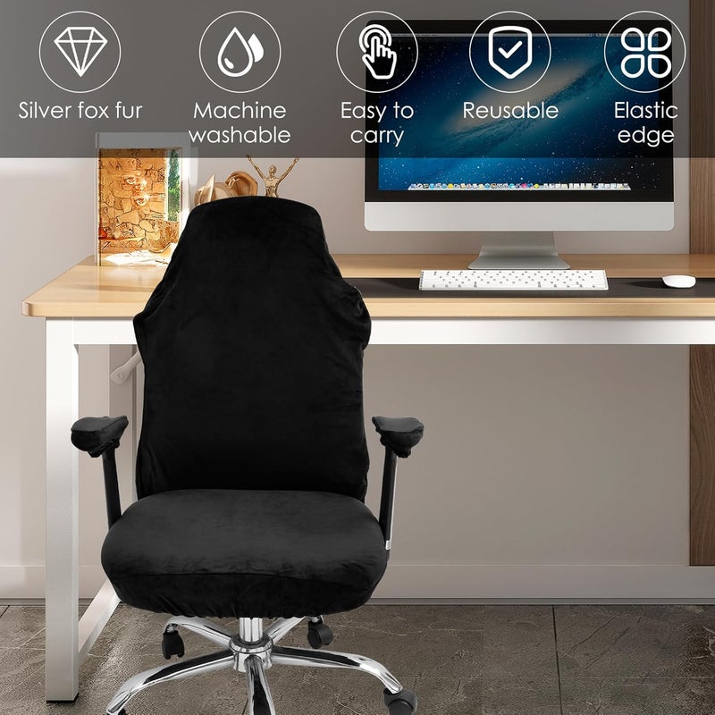 windforgecraft Computer Office Chair Cover Water Resistant Stretch Computer Office Chair Cover Removable Stretchable Universal Desk Chair Covers Anti-dust Soft Desk Chair Seat Protector (Black) - Image 2
