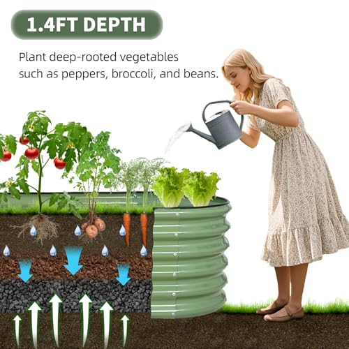 1MORE Galvanized Raised Garden Bed- Planter Garden Boxes Outdoor, Raised Beds for Gardening, 4x2x1.4ft Metal Garden Bed Kit for Vegetables Flower, Planter Raised Bed with Protective Tape & Tools.Green - Image 2