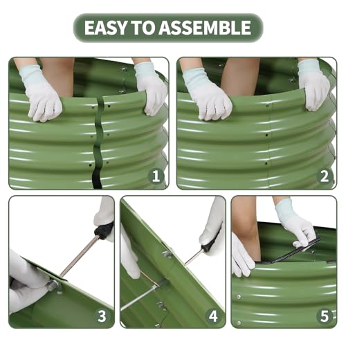 1MORE Galvanized Raised Garden Bed- Planter Garden Boxes Outdoor, Raised Beds for Gardening, 4x2x1.4ft Metal Garden Bed Kit for Vegetables Flower, Planter Raised Bed with Protective Tape & Tools.Green - Image 4