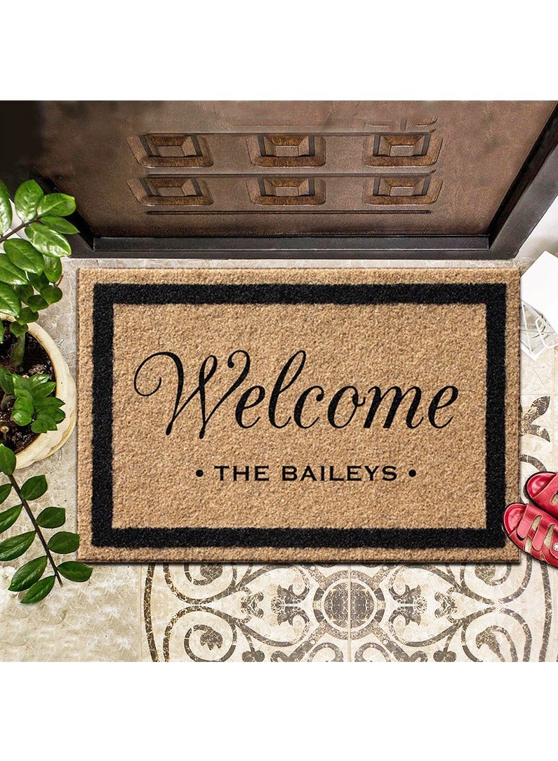 MileMelo Doormat Welcome Mat for Outdoors, Large Front Door Entrance Mat 50x80cm Brown/Black (Welcome)  - Image 3