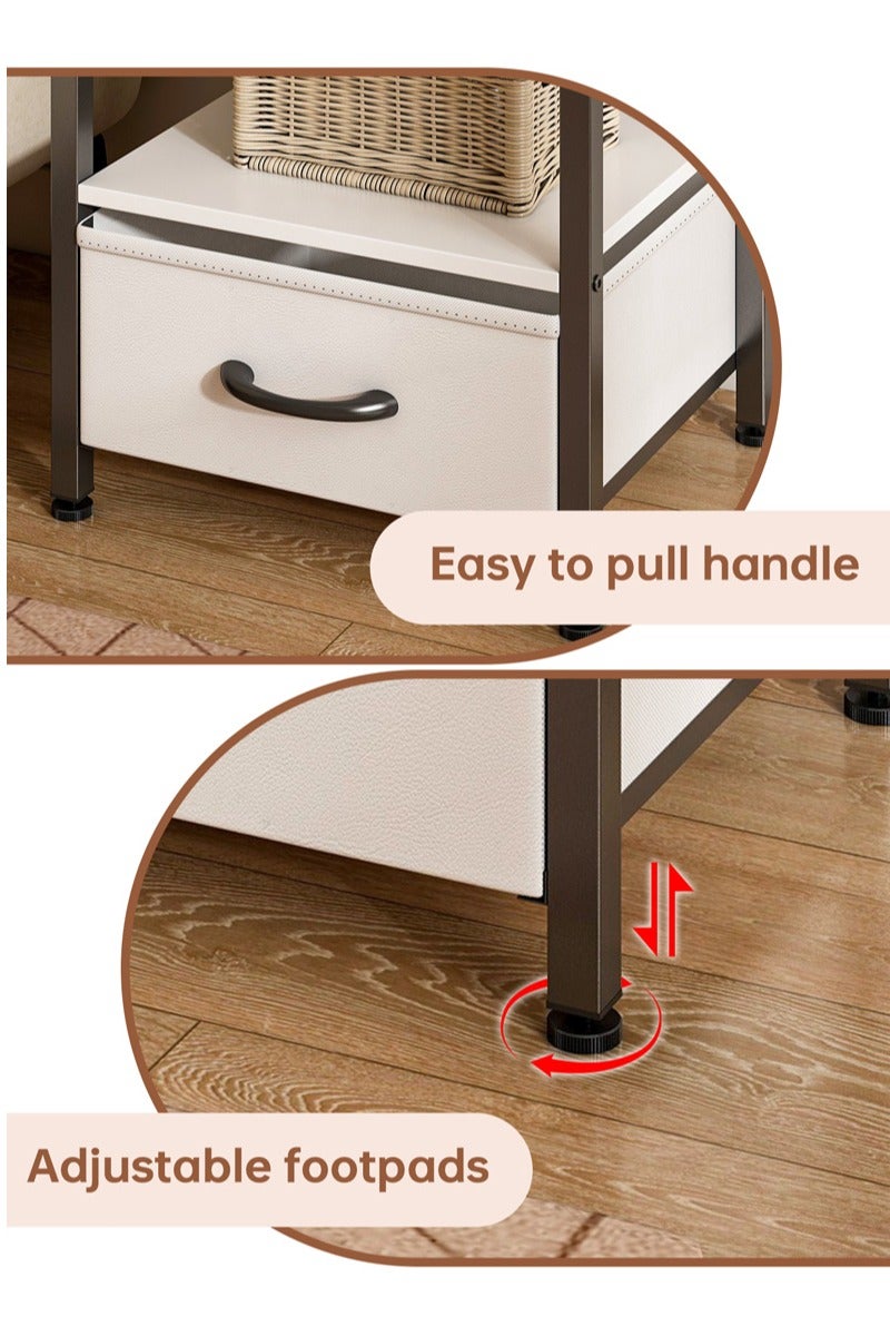 Lafulaifu طاولة سرير جانبية موفرة للمساحة مع طاولة جانبية برفين مفتوحين للشحن في المملكة المتحدة للسكن الجامعي، وطاولة جانبية للغرفة الصغيرة 38*28*63 سم، باللون الأبيض - Image 3