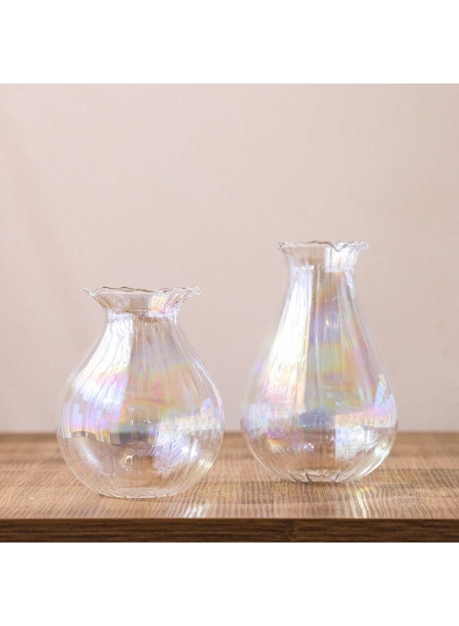 Danube Home Treo Iridescence Vase Set Of 2 - (10.5X12.9Cm & 10.4X15Cm)|Multi Color Glass Home Decor Collection Elegant Vases For Fresh Flowers & Modern Interior Design Decorative Home Accessories - Image 1