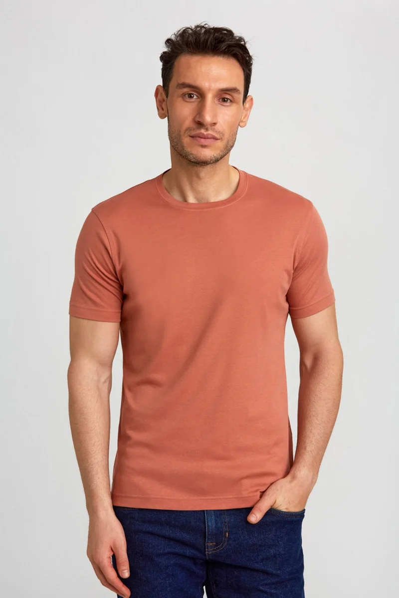 Bisse Men's O Neck T-Shirt Green Brick TS24Y24104_D26