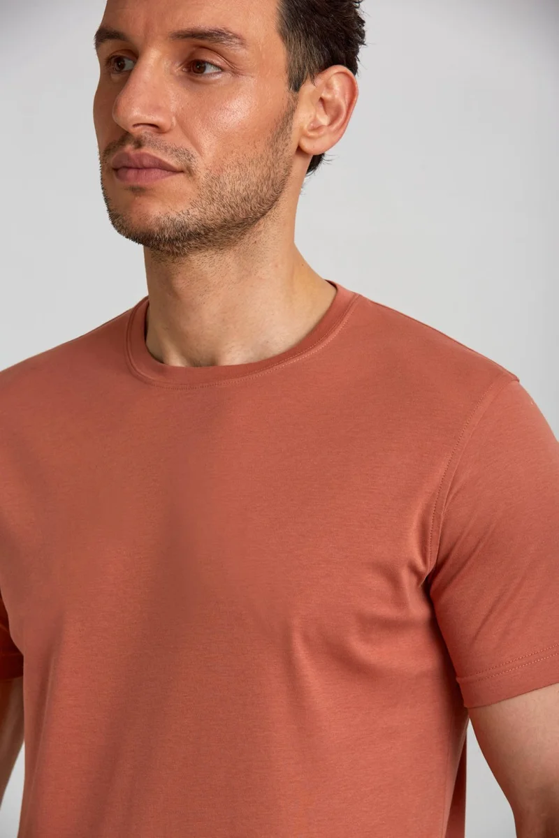 Bisse Men's O Neck T-Shirt Green Brick TS24Y24104_D26