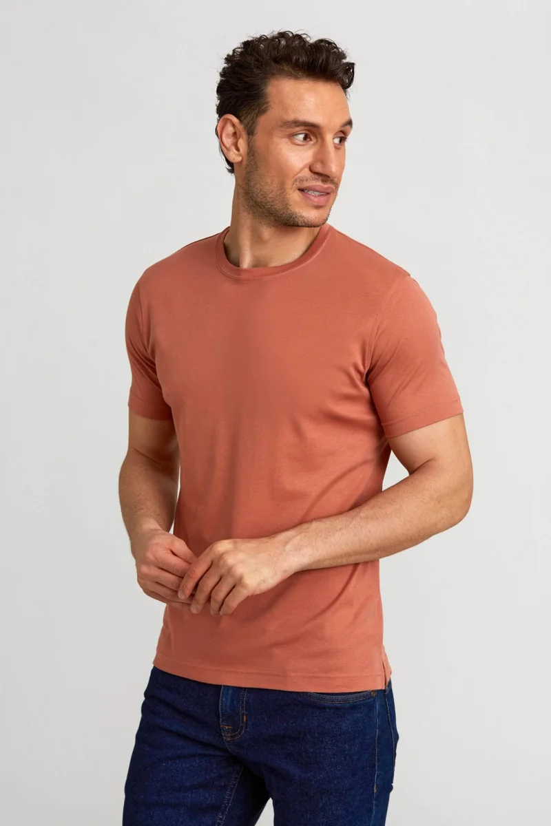 Bisse Men's O Neck T-Shirt Green Brick TS24Y24104_D26